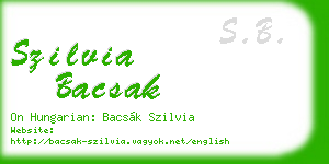 szilvia bacsak business card