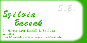 szilvia bacsak business card